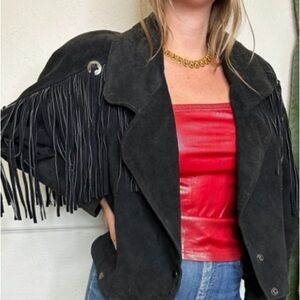 Vintage 100% Genuine Leather Suede Fringe Jacket